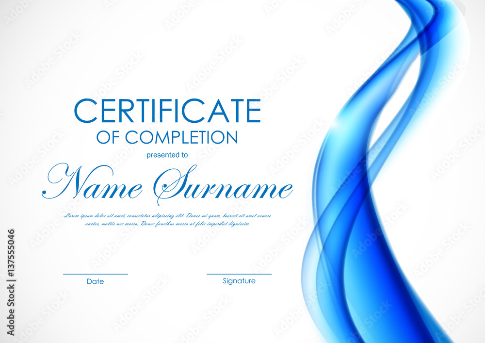 Poster certificate of completion template