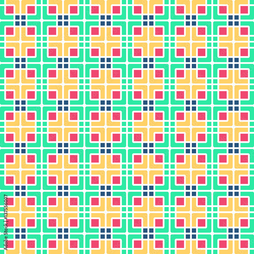 Aufkleber seamless geometric colorful pattern of squares and flowing lines.
