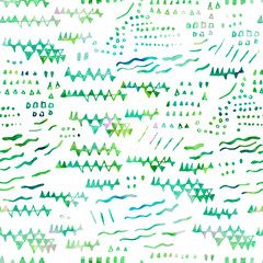 Seamless pattern with hand drawn textures. Watercolor background.