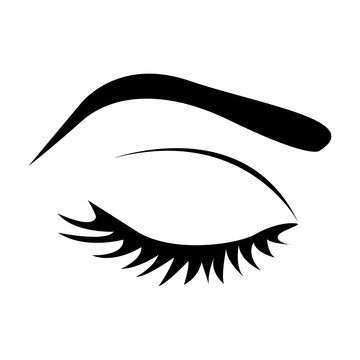 color silhouette with female eye closed and eyebrow vector illustration