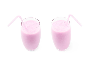 Glass filled with smoothie isolated