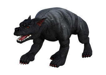 3D Rendering Gargoyle Hound on White