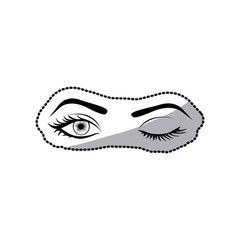 sticker black silhouette Winking woman's eyes vector illustration