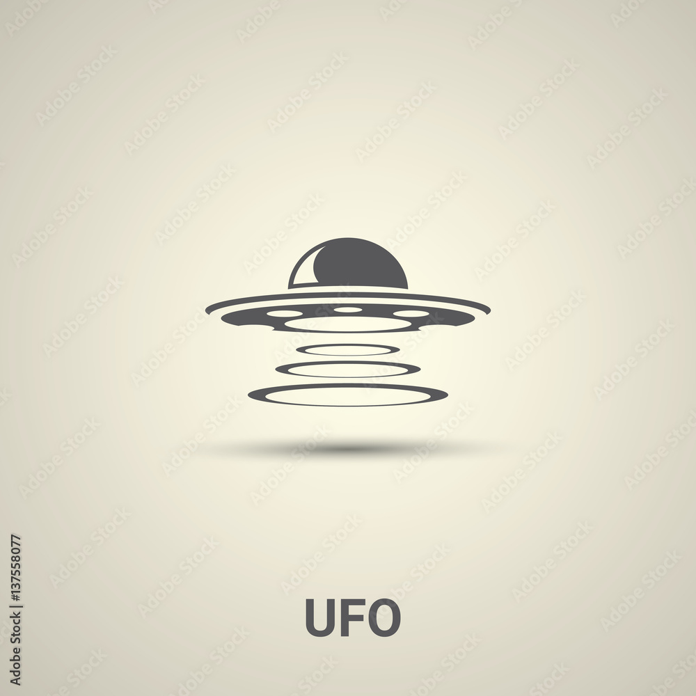 Sticker ufo flying saucer vector icon