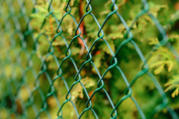 fence with metal grid in perspective