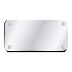 Shiny brushed metal plate with screws vector illustration