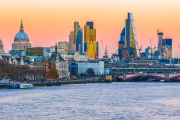 Sunset over the London cityscape