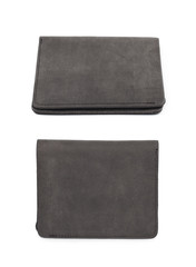 Flat leather wallet isolated