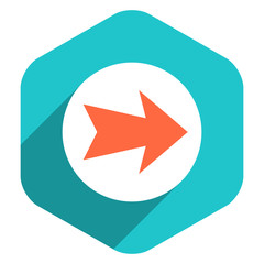 Flat Arrow Sign Round Icon Hexagon Button