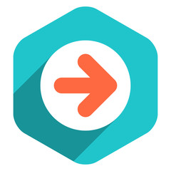 Flat Arrow Sign Round Icon Hexagon Button