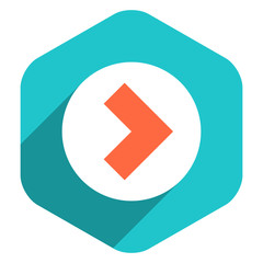 Flat Arrow Sign Round Icon Hexagon Button