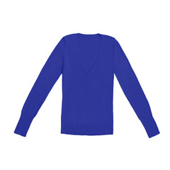 women's blue V-Neck Pullover isolated on white background