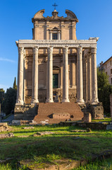 Fototapeta premium Rome. Italy. Temple of Antoninus and Faustina, 141. Was reworked in the Church of St. Lawrence in the XI century.