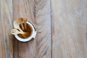 Kitchen utensils made of wood
