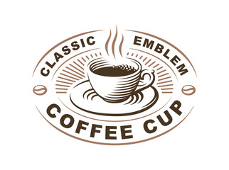 Coffee cup logo - vector illustration, emblem design on white background