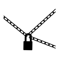 black silhouette padlock and metal chains icon vector illustration