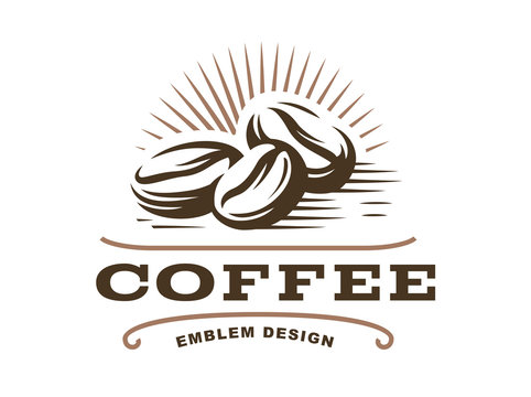 Coffee grain logo - vector illustration, emblem design on white background