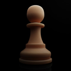 White Pawn. Chess figure, 3D Render Illustration isolated with clipping path.