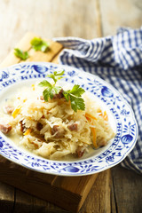 Sauerkraut stew with sausage