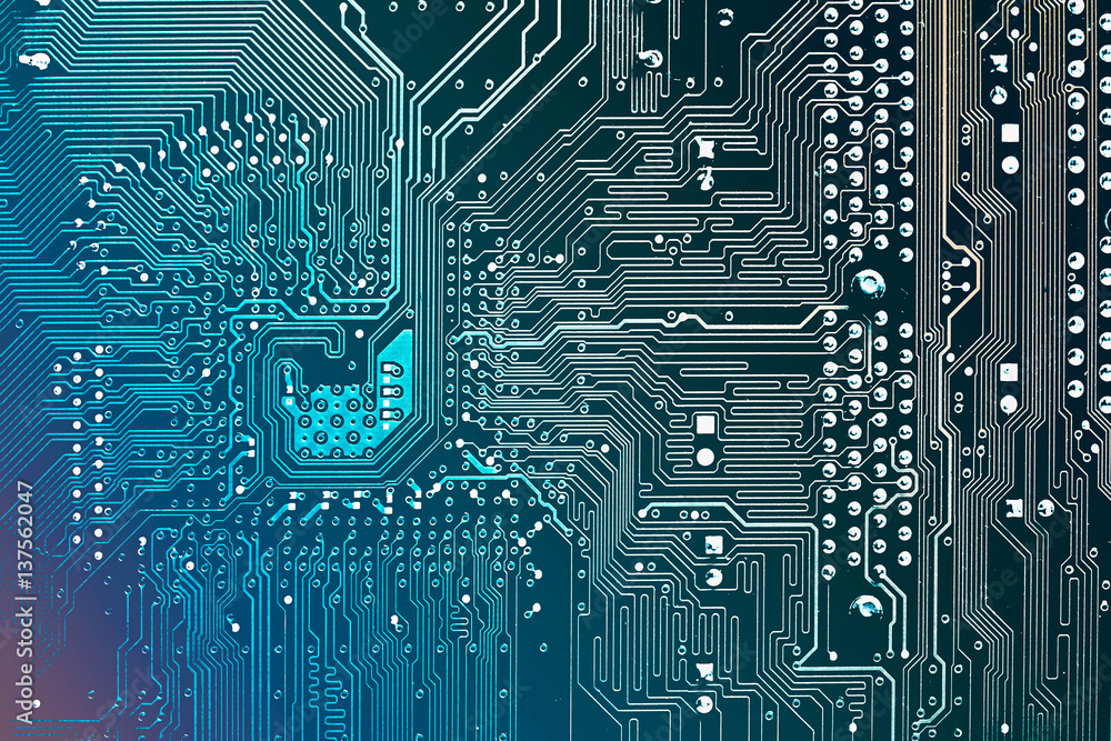 Poster circuit board. electronic computer hardware technology. motherboard digital chip. tech science backg
