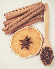 Warming spices - cinnamon, star anise, cloves.