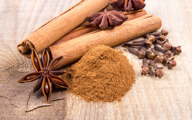 Warming spices - cinnamon, star anise, cloves.