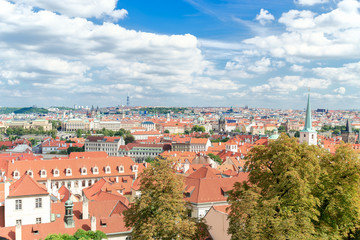 Naklejka na ściany i meble The aerial view of Prague City Czech Republic