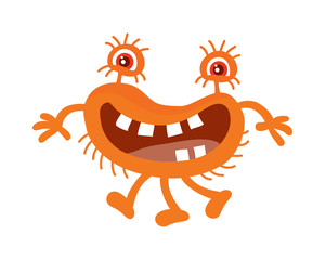 Orange Bacteria Cartoon Vector Character Icon 