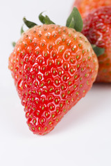 Delicious strawberries on a white background