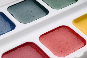 Watercolor paints close-up
