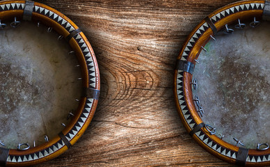 Central Asian tambourine. Uzbek doira. The traditional uzbek musical instrument doira