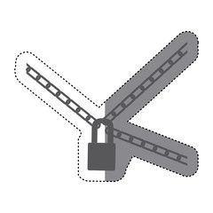 Fototapeta na wymiar sticker gray silhouette padlock and metal chains icon vector illustration