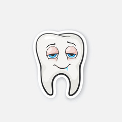 Sticker happy drunk tooth with eyes