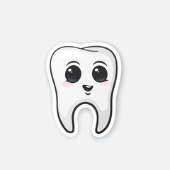 Sticker happy tooth with eyes and blusher
