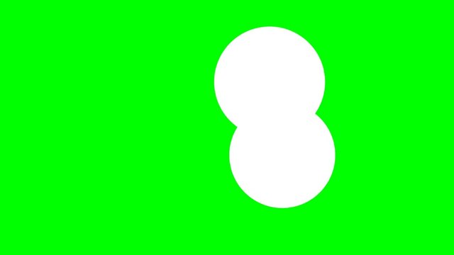 A loader - spinner animation: two balls growing and shrinking in a bezier pattern, slow movement. Use: fake mock video buffering /loading. Green background.
