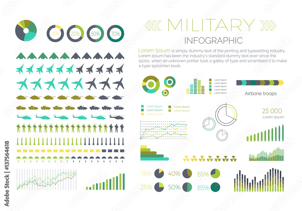 Wall mural Military Infographic Vector Elements Set