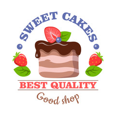 Sweet Cakes. Best Quality. Good Shop. Vector Logo