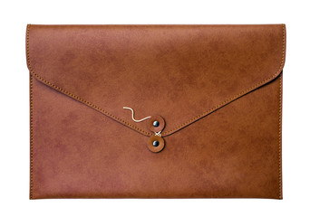 brown leather case document isolated on white