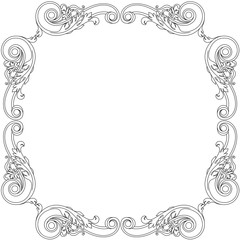 Vintage border frame engraving with retro ornament pattern in antique baroque style decorative design. Vector.