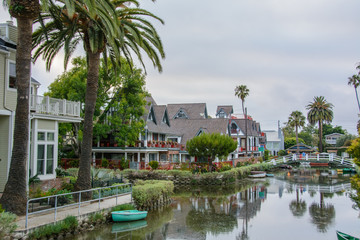 Fototapeta premium Water channels beautiful district of Venice, Los Angeles, California United States