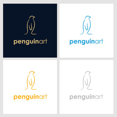 penguin line company logo. wild animal logo with minimalist concept