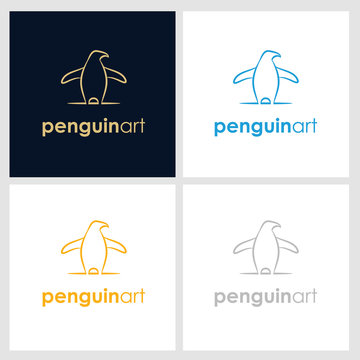 penguin line company logo. wild animal logo with minimalist concept
