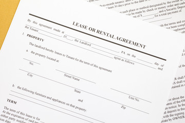 Fototapeta na wymiar Close - up Lease or Rental agreement form