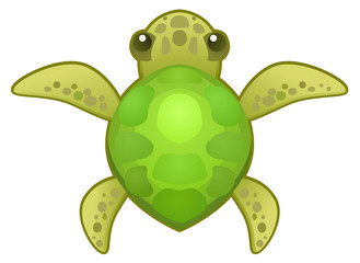 Obraz premium Cartoon small turtle animal, vector illustration, horizontal, isolated 