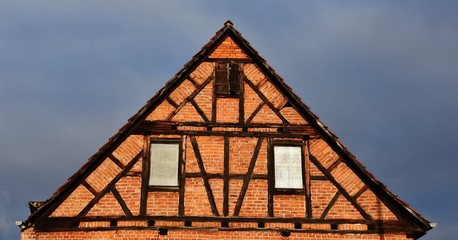 Close up of an old timbered house