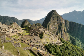 Fototapeta na wymiar Ancient Inca dwellings in Machu Picchu, Peru