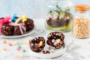 Easter Chocolate and Puffed Wheat Egg with Surprise