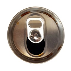 isolated top of can and black water on white background