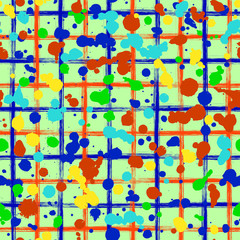 Vector seamless pattern, tile with inc splash, blots, smudge and brush strokes. Grunge endless template for web background, prints, wallpaper, surface, wrapping, repeat elements for design.