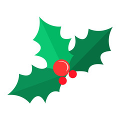 Mistletoe Christmas Tree. Some Red Bubbles. Vector